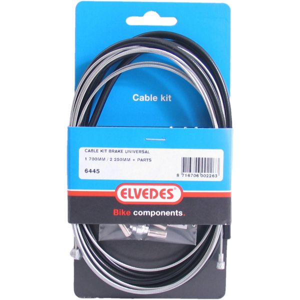 Universal brake cable kit Elvedes 1700mm 2250mm galvanized - black (on card)