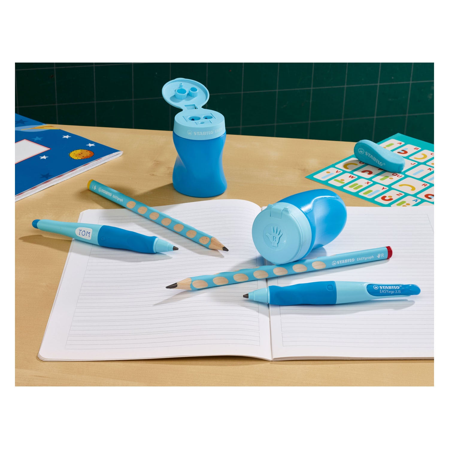 Stabilo easyslijper - 3 in 1 puntenslijper - rechts blauw