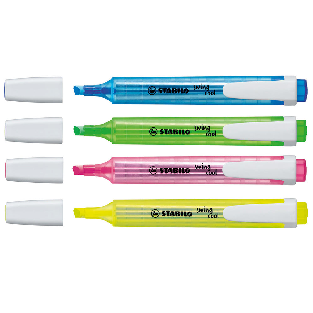 Stabilo tekstmarker swing cool 275 4 kleurenassortiment breed beitelpunt 4 stuk