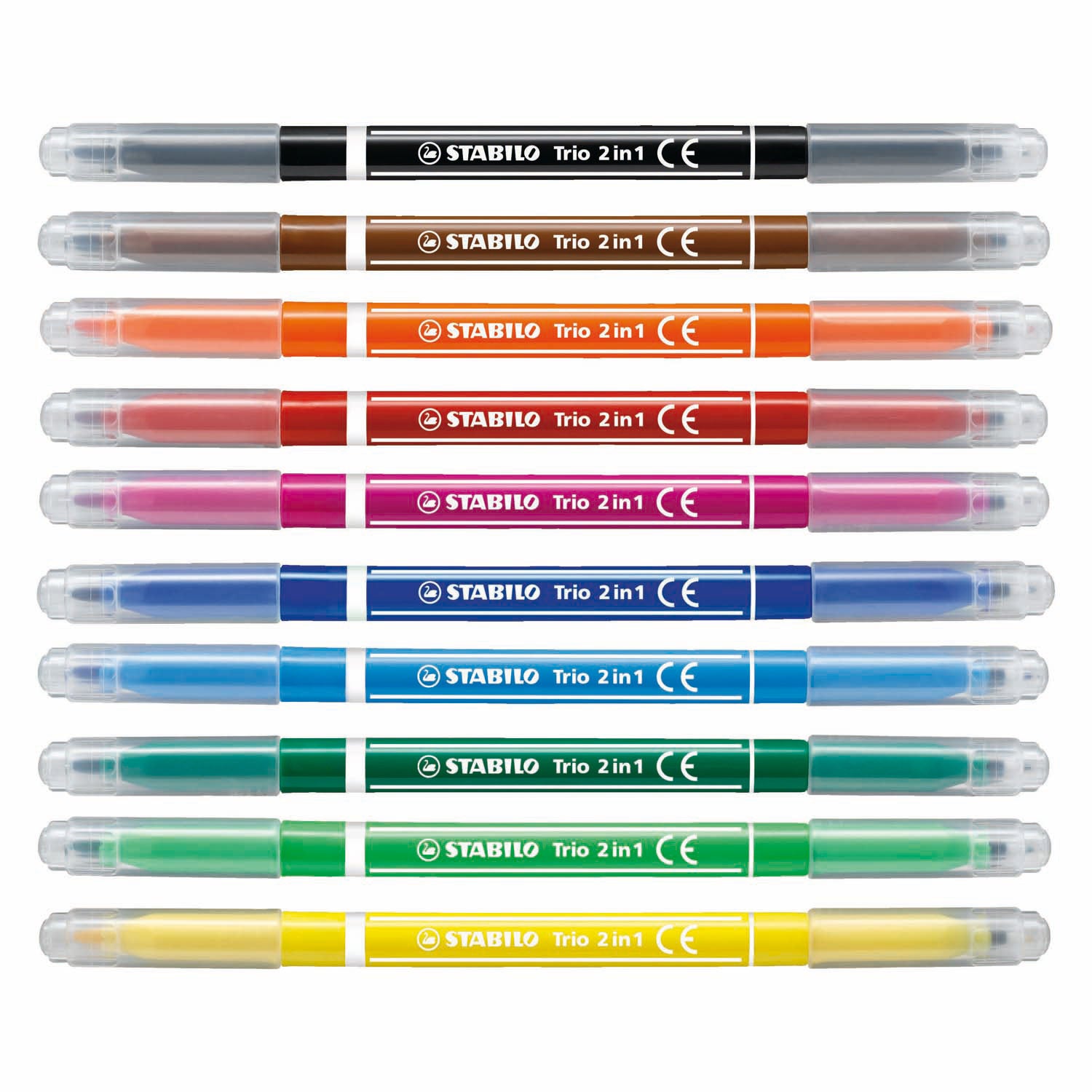 Stabilo trio 2 in 1 - viltstift en fineliner in een - set 10 stuks