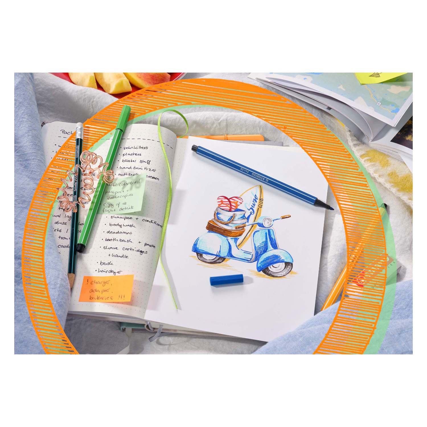 Stabilo pen 68 - viltstift - set met 6 fluoriserende stuks