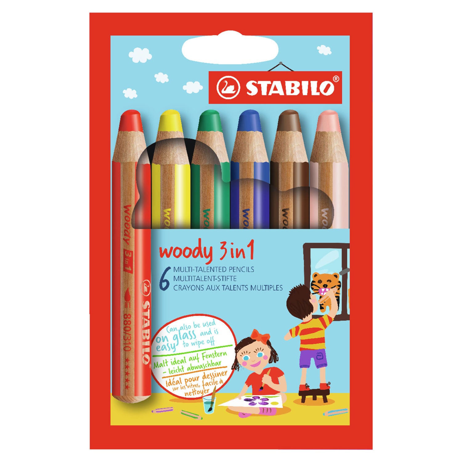 Stabilo woody 3 in 1 - multitalent potlood - set 6 stuks