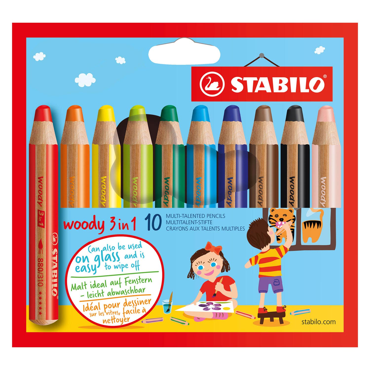 Stabilo woody 3 in 1 - multitalent potlood - set 10 stuks