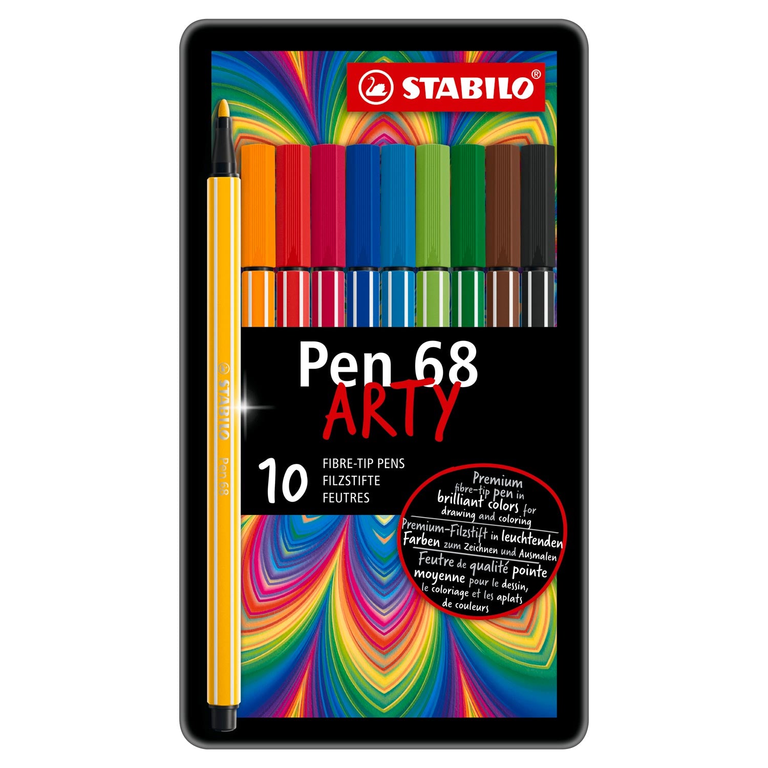 Stabilo pen 68 - viltstift - metalen doos met 10 stuks