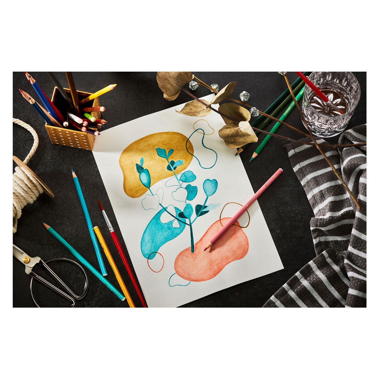 Stabilo aquacolor - premium aquarel kleurpotloden - arty - metalen etui 24 kleuren