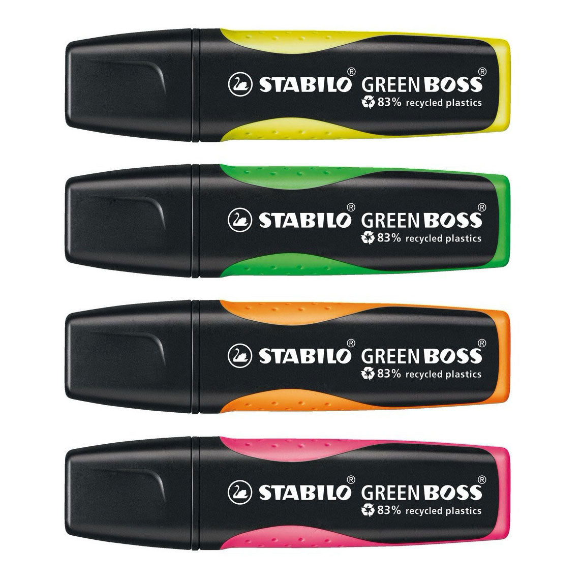 Stabilo tekstmarker 6070 4 green boss 2-5mm groen,geel,oranje,roze