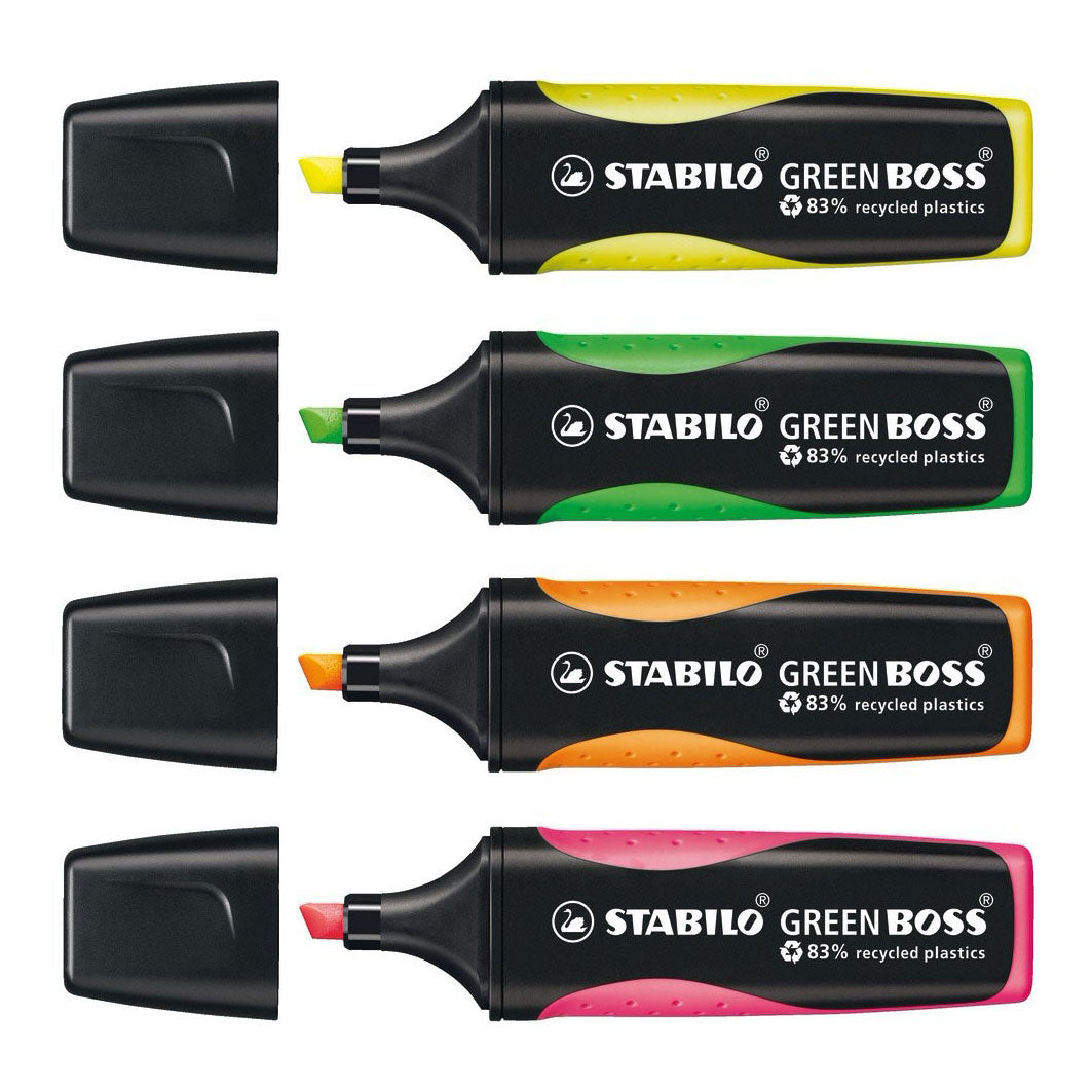 Stabilo tekstmarker 6070 4 green boss 2-5mm groen,geel,oranje,roze