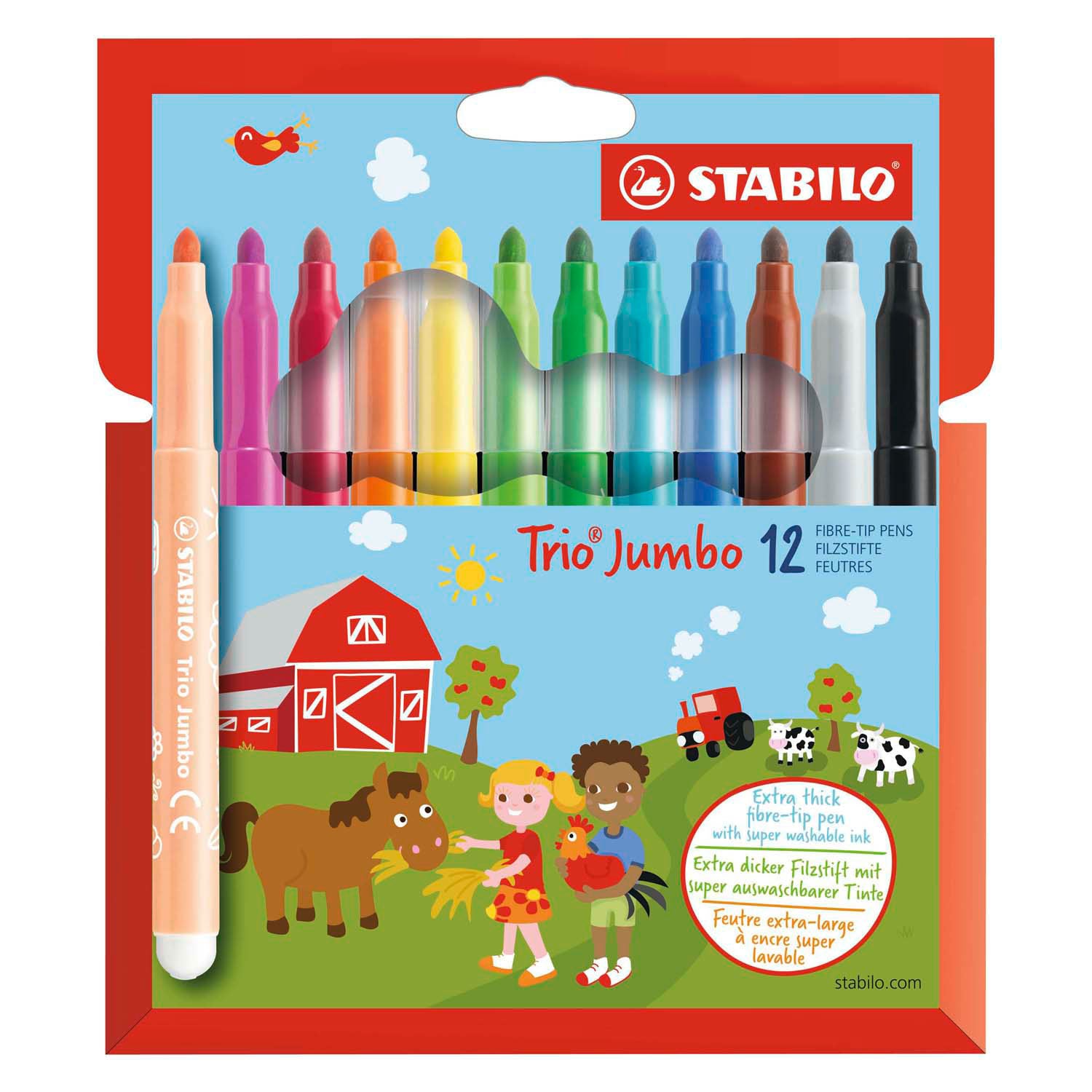 Stabilo trio jumbo - viltstift - set met 12 stuks