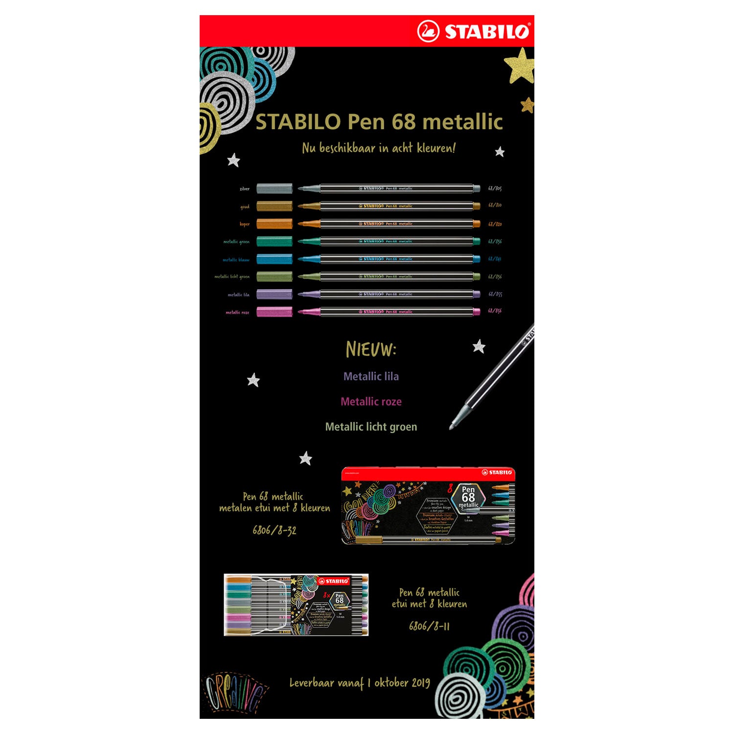 Stabilo pen 68 metallic etui 8 kleuren