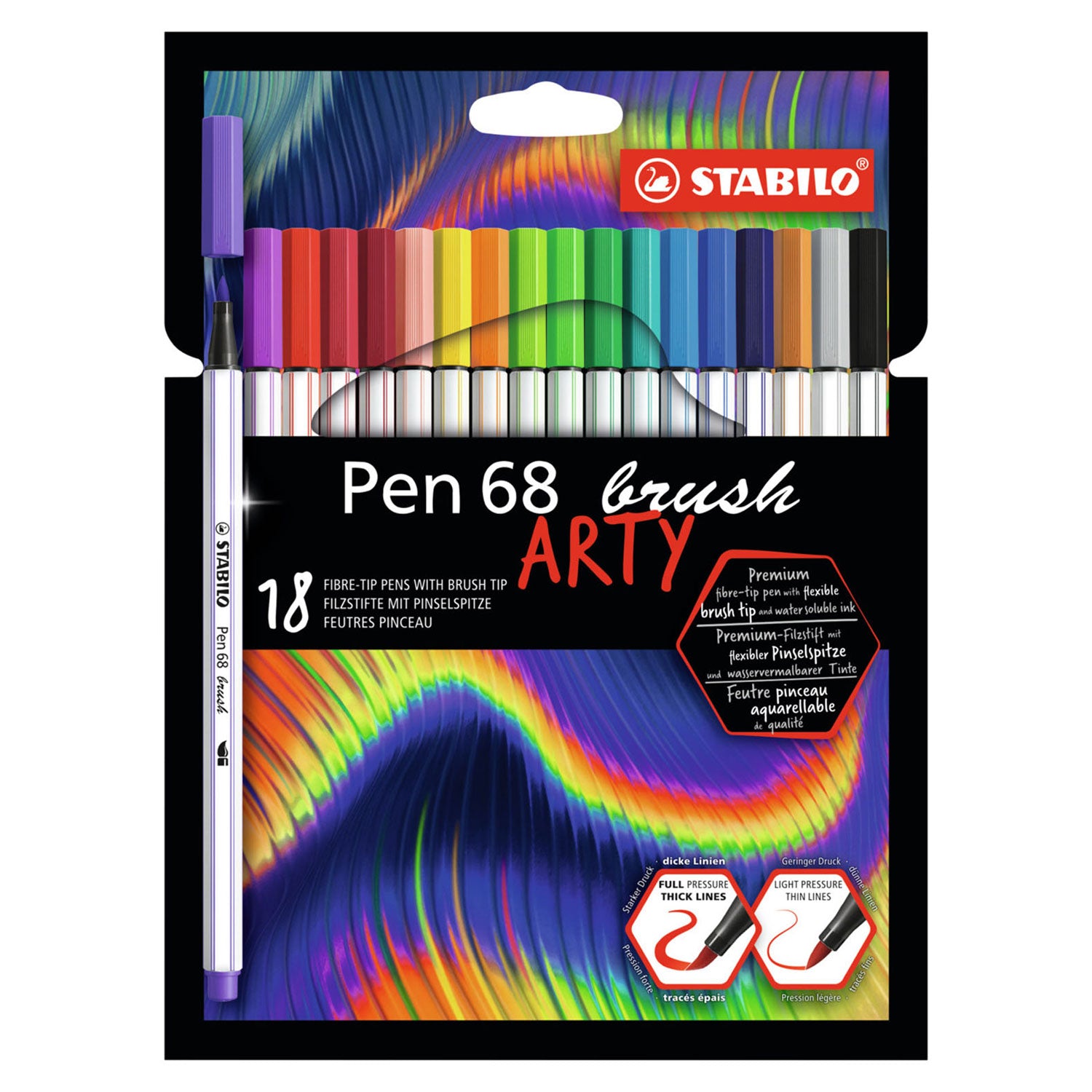 Stabilo Pen 68 Kwast ARTY Viltstiften 18st.