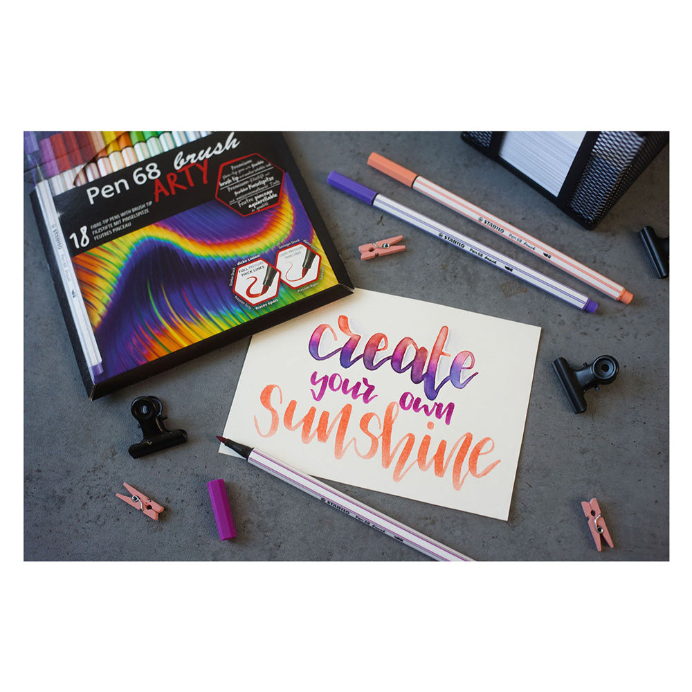 Stabilo Pen 68 Kwast ARTY Viltstiften 18st.