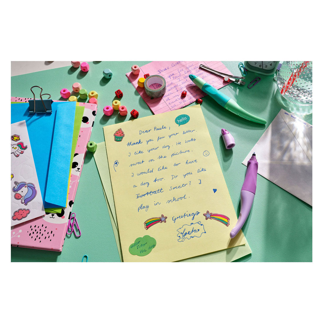 Stabilo easyorginial ergonomische rollerball pen - rechtshandig - blauwe inkt - navulbaar - pastel lila blush