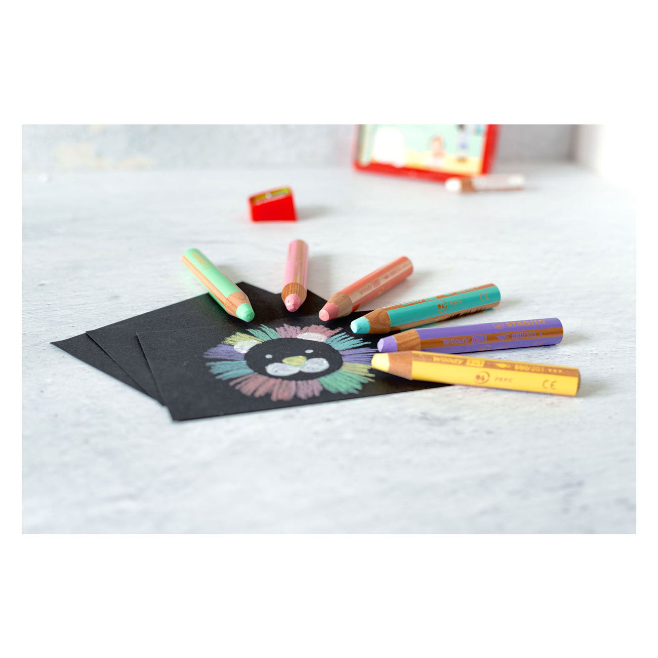 Stabilo woody 3 in 1 - multitalent kleurpotlood - set 18 st. + puntenslijper