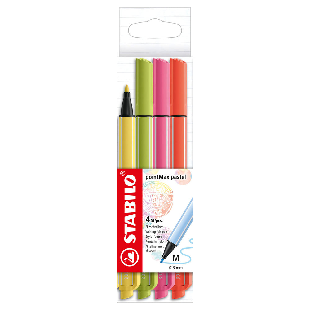 STABILO PointMax Fineliners Pastel, 4 stuks