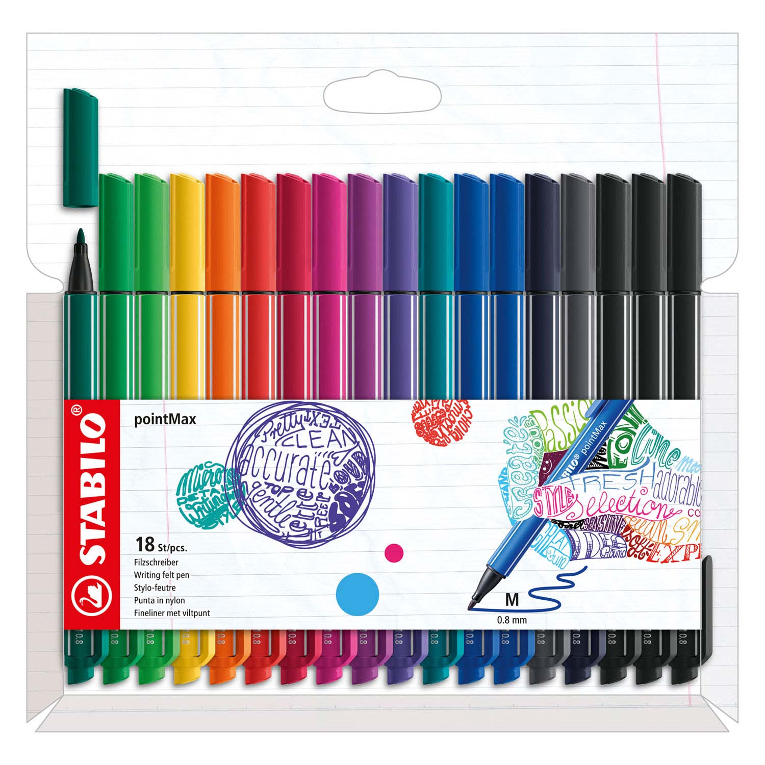 STABILO PointMax Fineliners, 18 stuks.