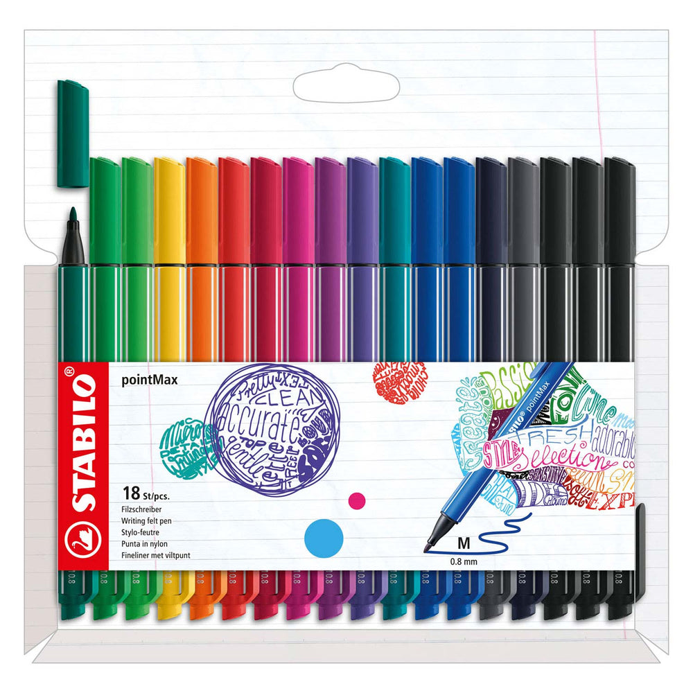 STABILO PointMax Fineliners, 18 stuks.