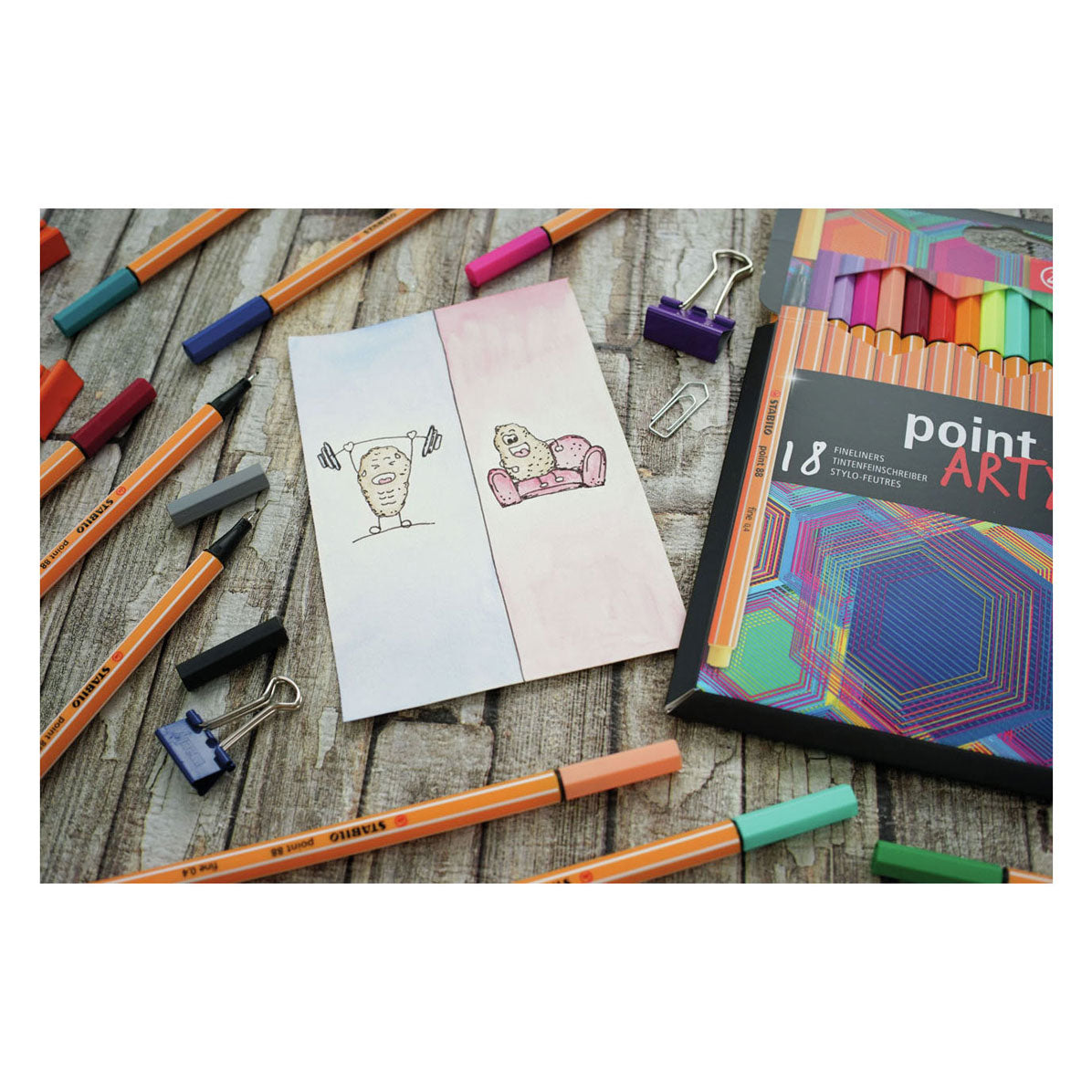 Stabilo point 88 - fineliner - arty - metalen set met 66 stuks