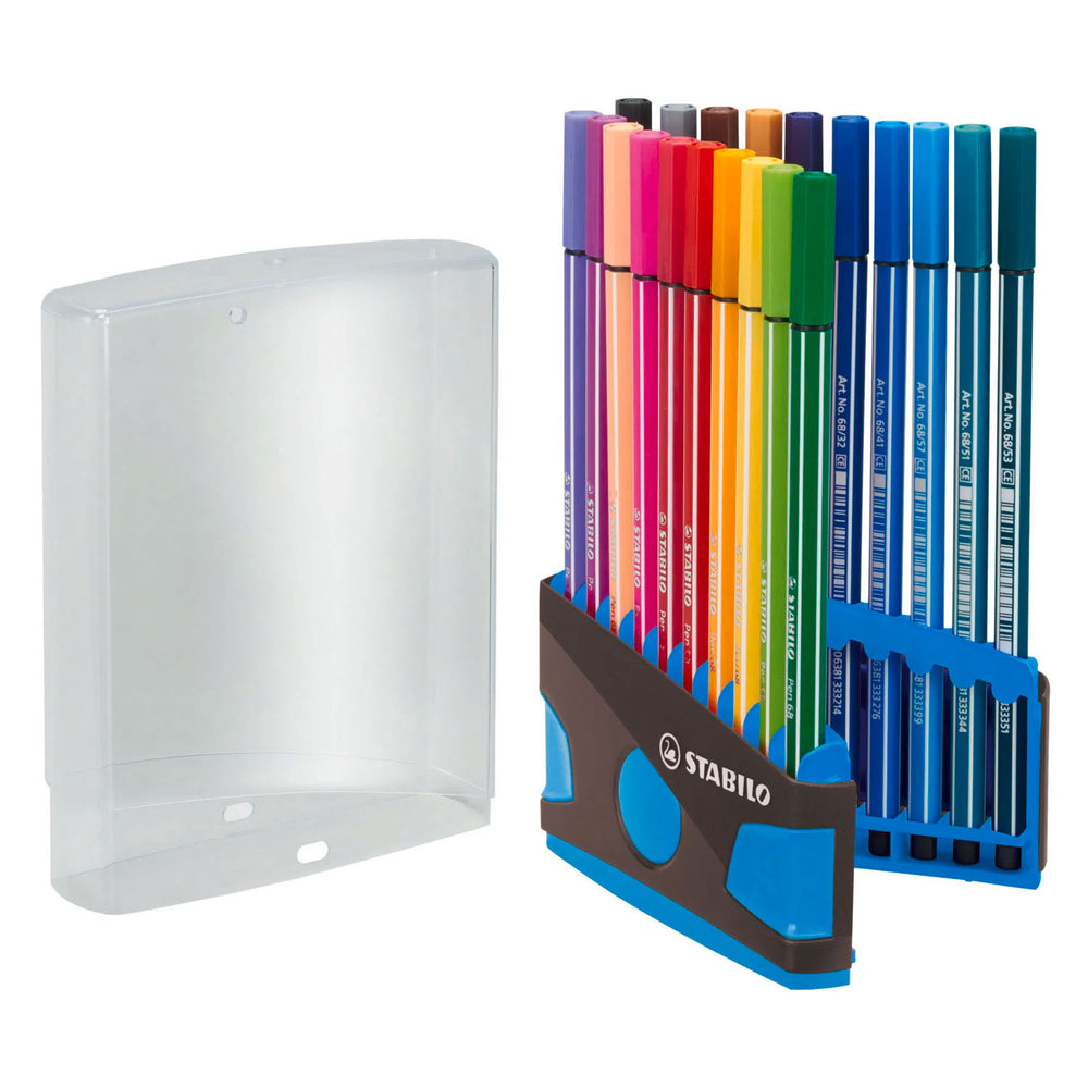 Stabilo pen 68 colorparade viltstiften blauw antraciet - 20dlg.