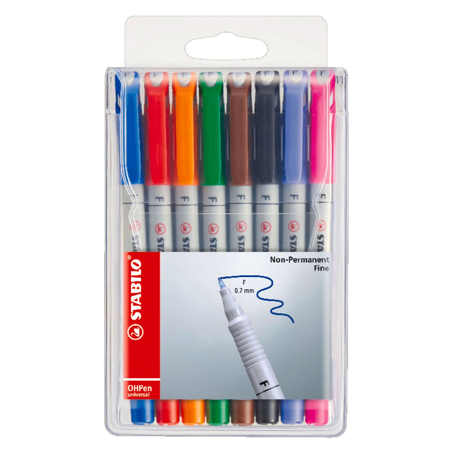 Stabilo ohpen fijn uitwisbare marker in etui - 8dlg.