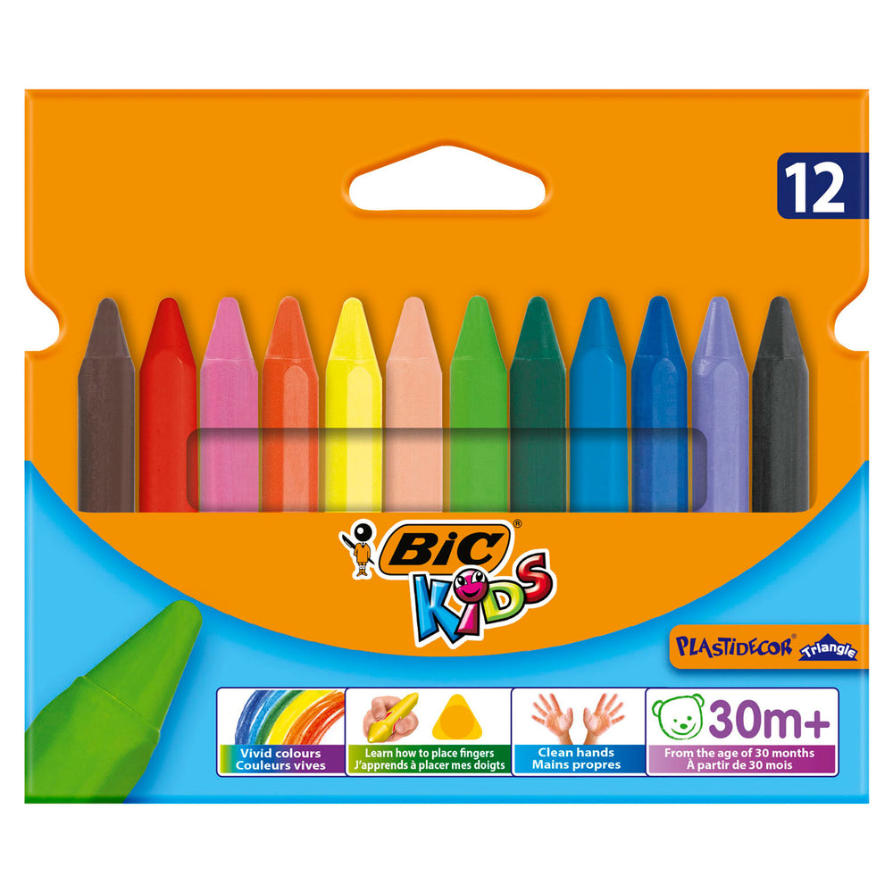 Bic kids plastidecor driehoek kleurkrijt, 12st.