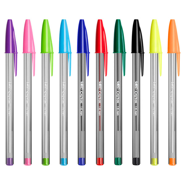 Bic Cristal Multicolour Ballpoint Pens Broad Point (1.6 mm) - Assorted Colours - Pack of 15