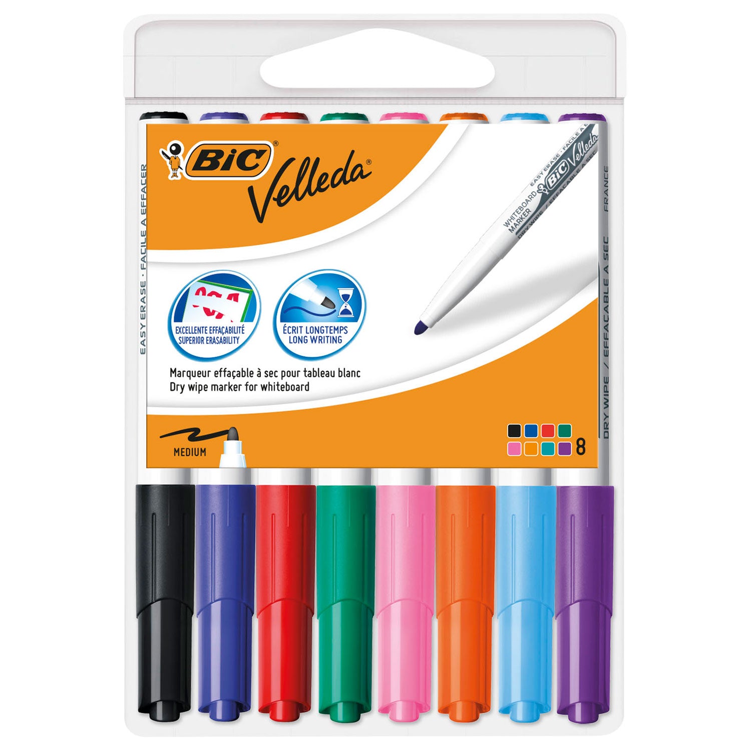 Bic velleda whiteboardmarkers, 8 stuks.