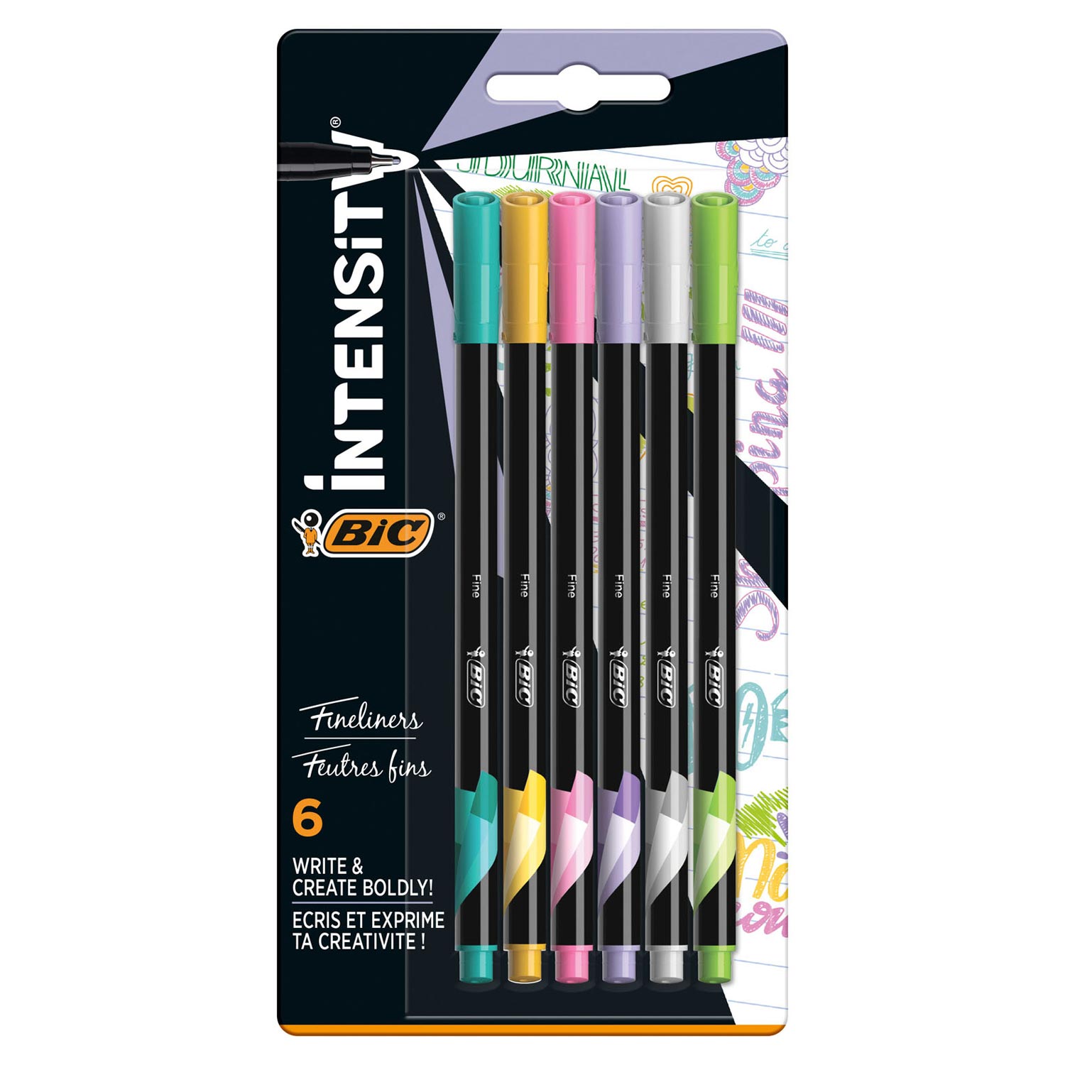 Bic intensiteit fineliners pastel, 6st.
