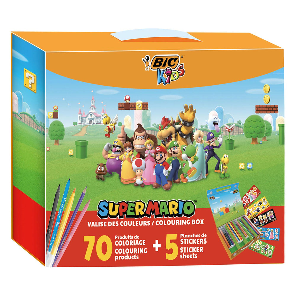 Bic kids super mario kleurkoffer, 70dlg.