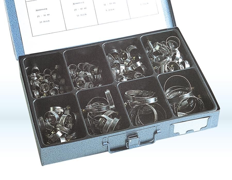 Dresselhaus slangklemmen assortiment sort.hose clamps. band+case stainless steel