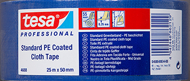 Tesa professional 1064735 - tesa standaard pe coat cloth tape 55 mesh blauw 25mm x 50m | 5 stuks