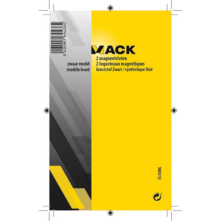 Mack 1005312 - 2 magneetsloten, zwaar model, kunststof zwart | 10 stuks