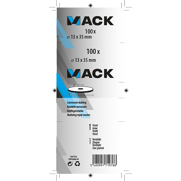 Mack 1007126 - carrosserieringen 100 st 13 x 35 mm | 5 stuks