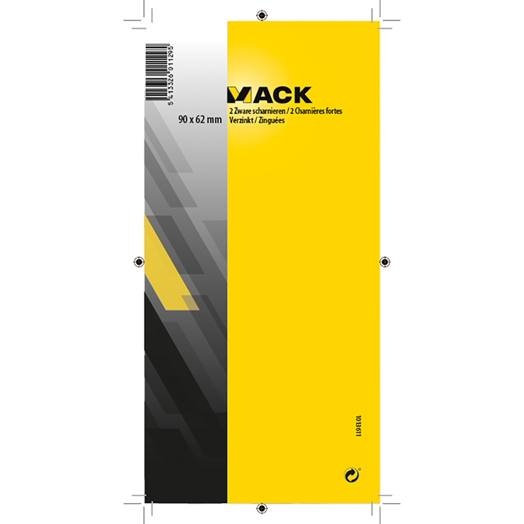 Mack 1013611 - 2 zware scharnieren verzinkt h 90 x b 62 mm | 5 stuks