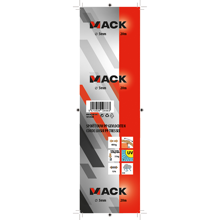Mack 1014940 - sporttouw pp gevlochten streng5mm 20m | 5 stuks