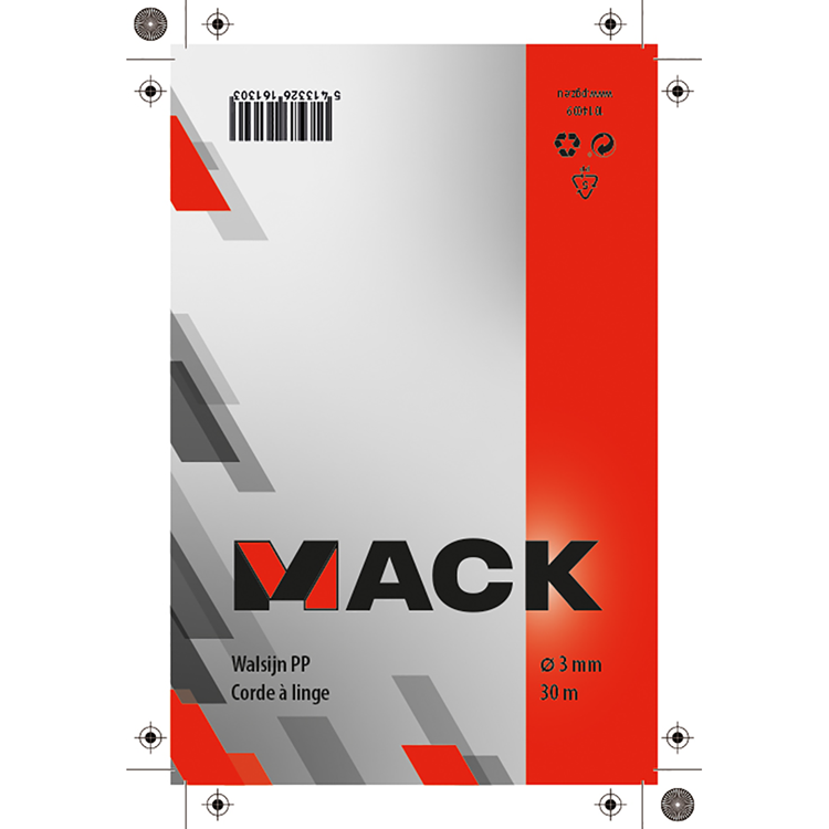 Mack 1014009 - waslijndraad pp blauw streng 3mm 30m | 5 stuks