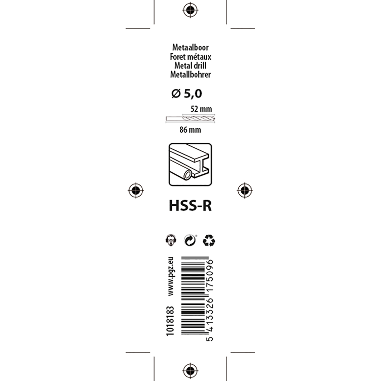 Mack 1018183 - universeelboor hss r ø 5,0 x 86 mm | 5 stuks