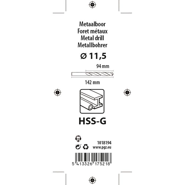 Mack 1018194 - metaalboor hss g din 338 ø 11,5 x 142 mm | 5 stuks
