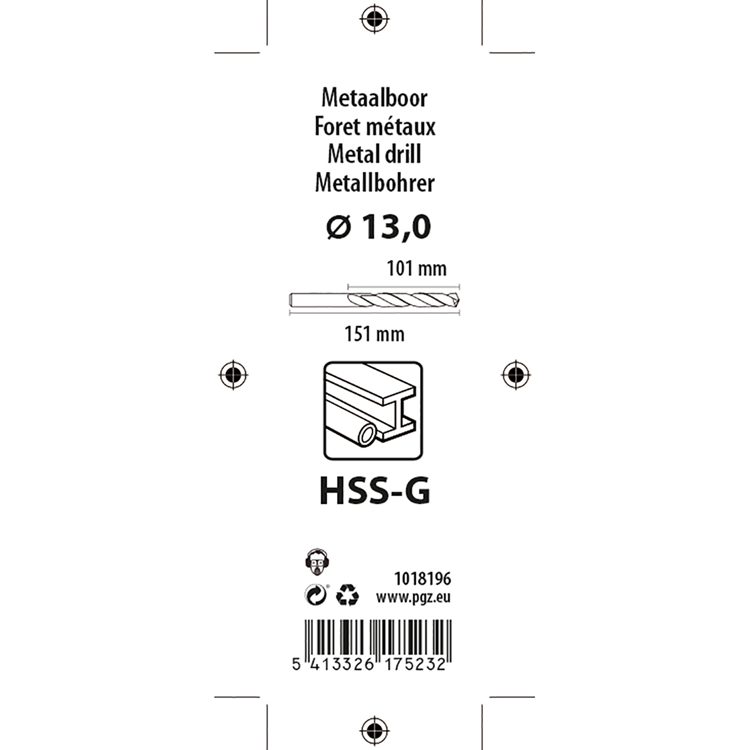 Mack 1018196 - metaalboor hss g din 338 ø 13,0 x 151 mm | 5 stuks