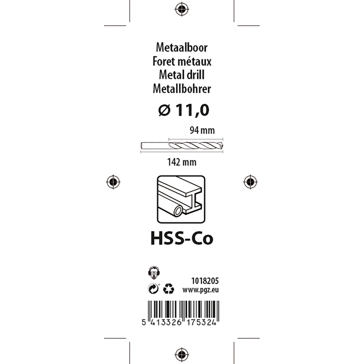 Mack 1018205 - metaalboor hss co5% din 338 ø 11,0 x 142 mm | 5 stuks
