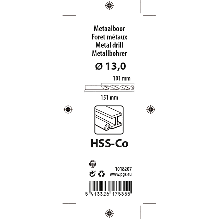 Mack 1018207 - metaalboor hss co5% din 338 ø 13,0 x 151 mm | 3 stuks