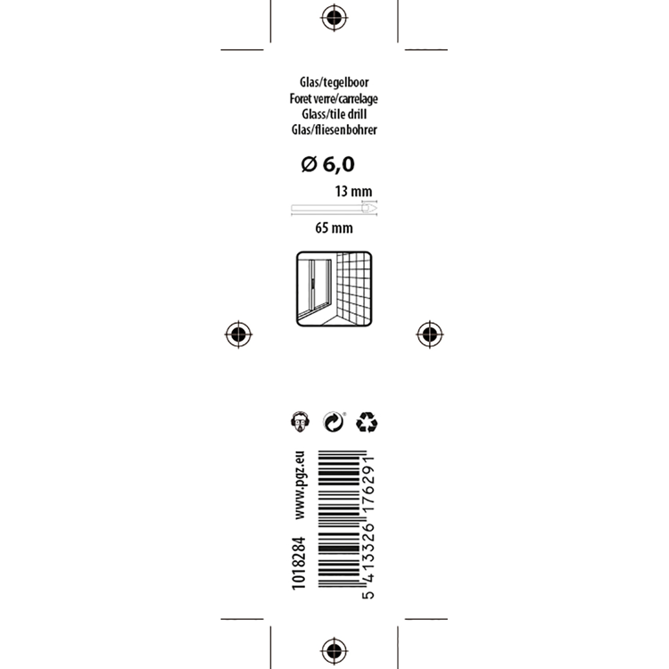 Mack 1018284 - glas- tegelboor ø 6,0 x 65 mm | 5 stuks