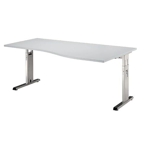 Bach desk ergonomic lightgrey height adjustable c-leg 1800x1000x680-760mm hammere