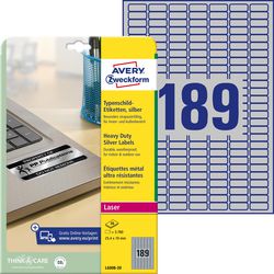 Etiketten avery l6008 zilver 25,4 x 10 mm