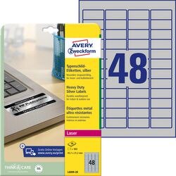 Etiketten avery l6009-20 45,7x21,2mm zilver