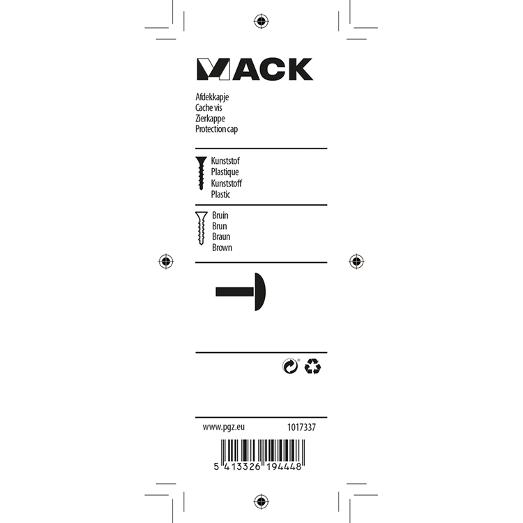 Mack 1017337 - afdekkapje kunststof bruin 40 st | 10 stuks