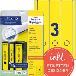 Ordnerrugetiketten avery geel 60 stuks papier