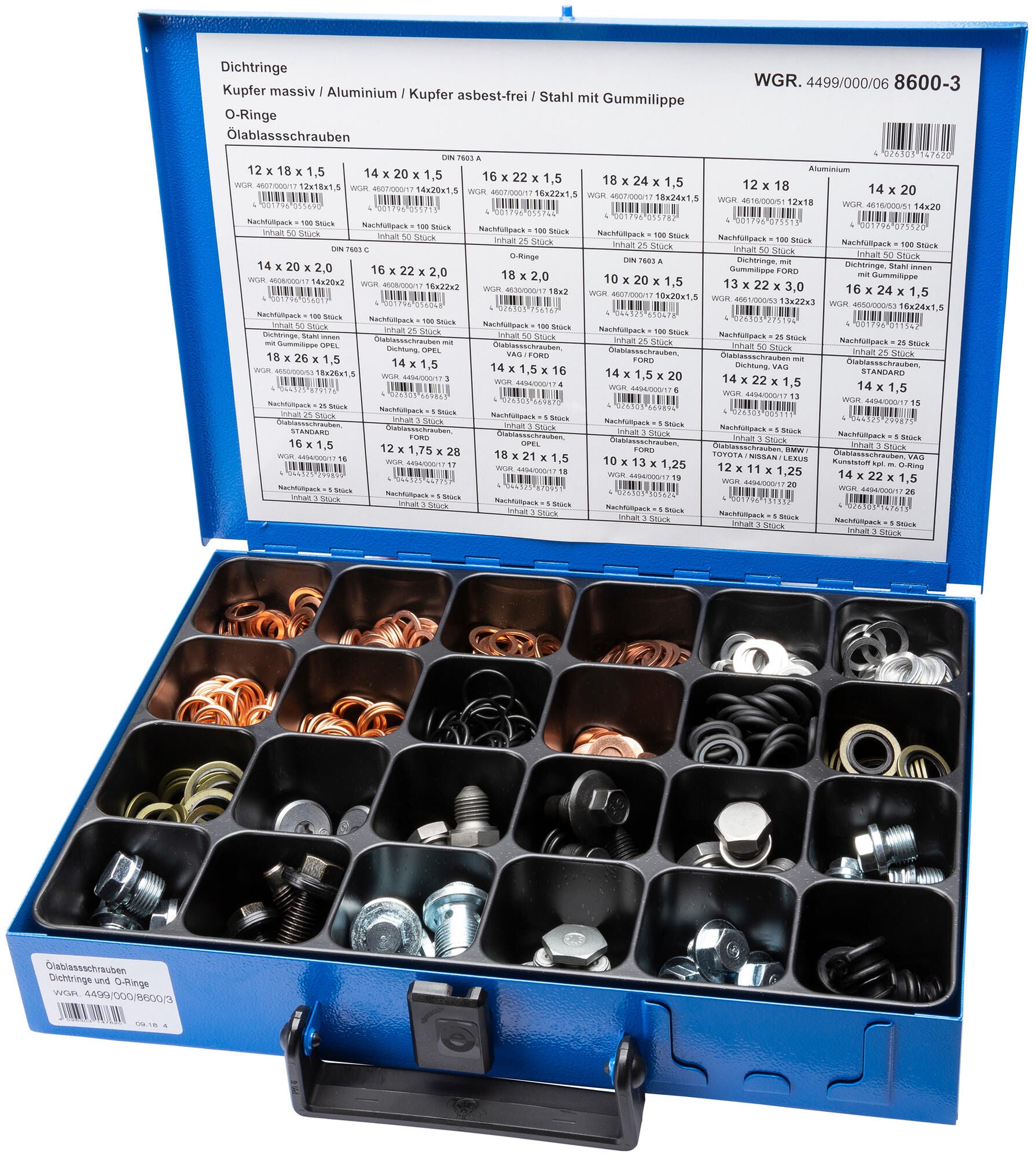 Dresselhaus afdichtring assortiment sort.oil drain plug assortment