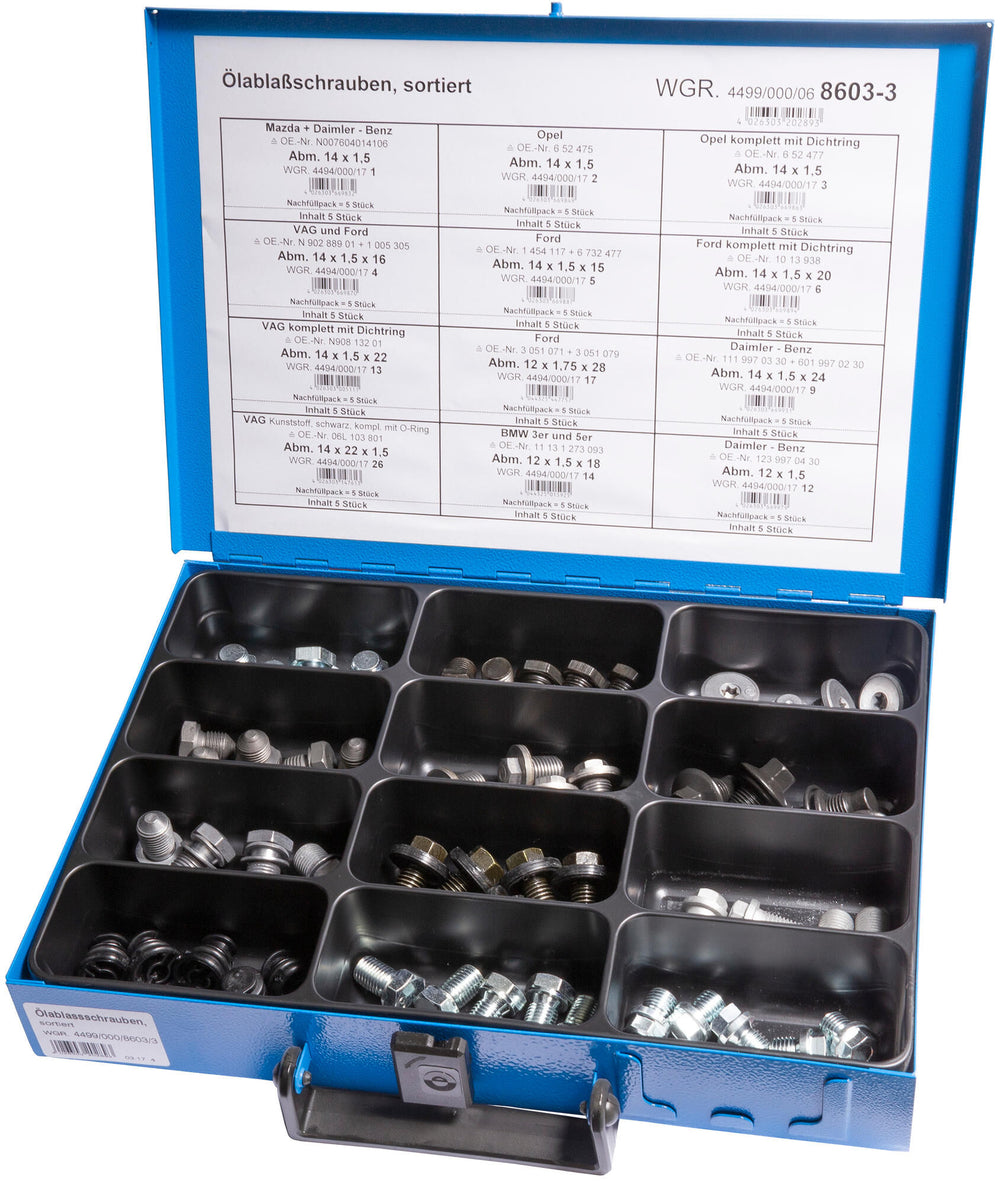 Dresselhaus olieaftapplug assortiment sort.oil drain plugs assortment