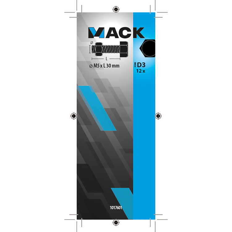 Mack 1017601 - tapbout + moer staal verzinkt 12 st m5 x 30 mm | 10 stuks