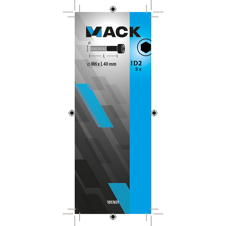 Mack 1017651 - binnenzeskant bout cyl.kop verz. 5 st m6 x 40 mm | 10 stuks